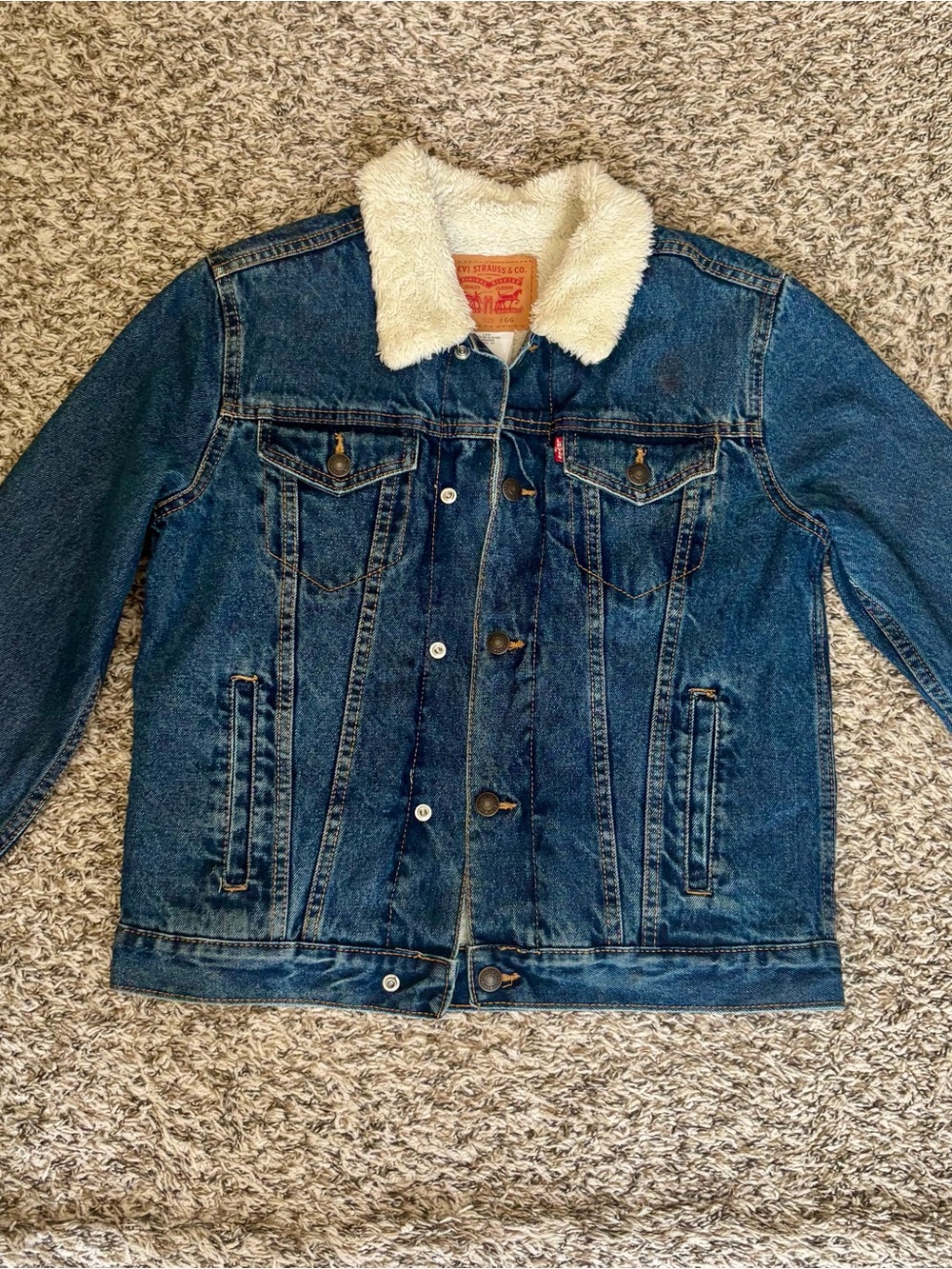 Levi's Blue Denim Jacket with Cream Sherpa Collar
